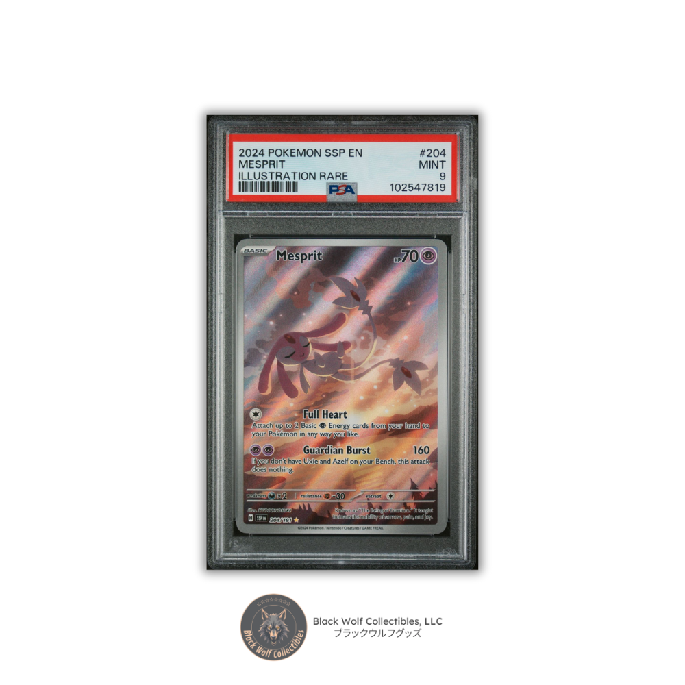 PSA 9 | 2024 POKEMON SSP EN-SURGING SPARKS 204 MESPRIT ILLUSTRATION RARE