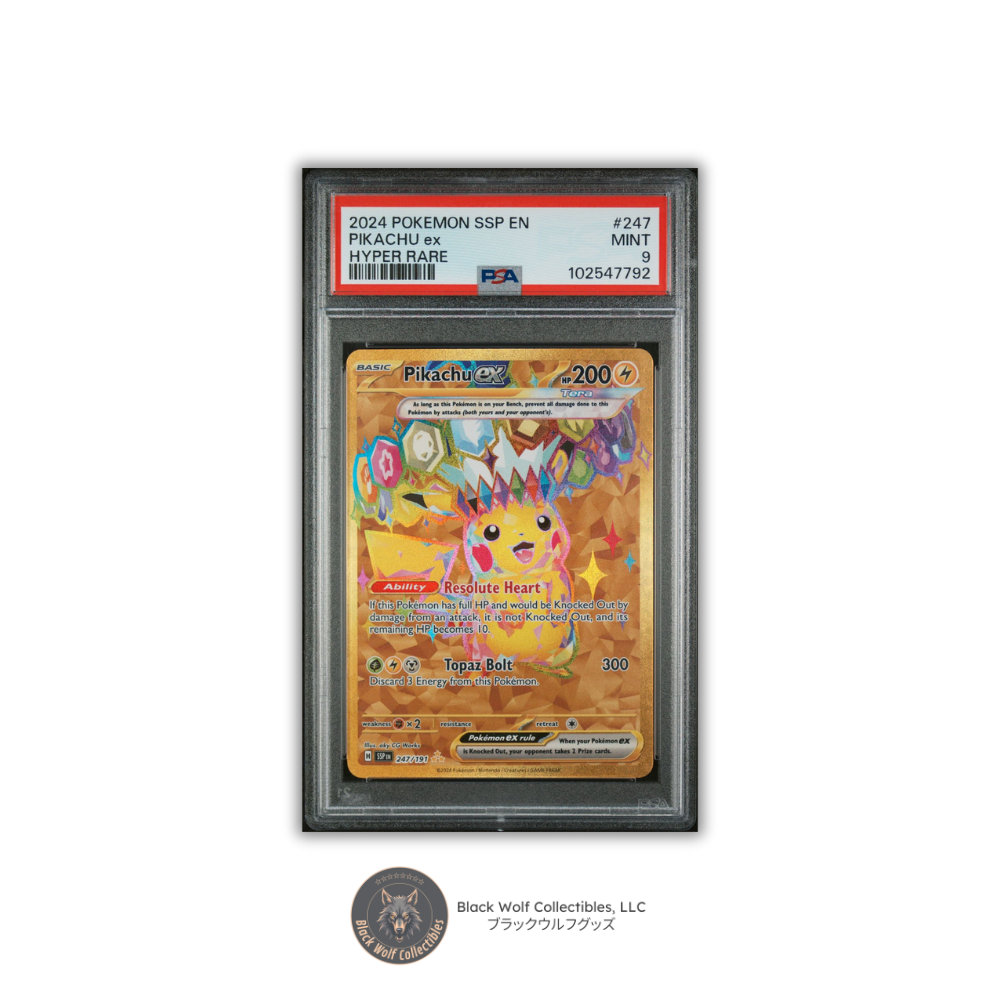 PSA 9 | 2024 POKEMON SSP EN-SURGING SPARKS 247 PIKACHU EX HYPER RARE