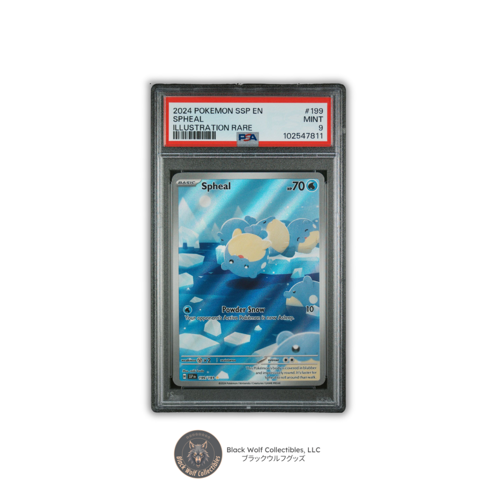 PSA 9 | 2024 POKEMON SSP EN-SURGING SPARKS 199 SPHEAL ILLUSTRATION RARE