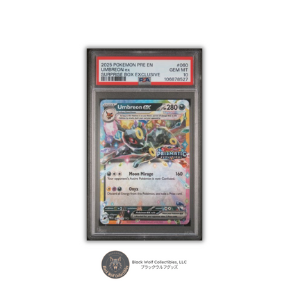 PSA 10 | 2025 POKEMON PRE EN-PRISMATIC EVOLUTIONS #060 UMBREON ex SURPRISE BOX EXCLUSIVE