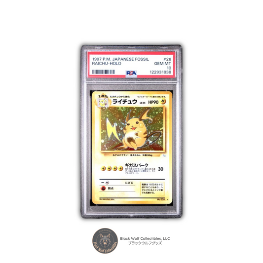 PSA 10 | 1997 POKEMON JAPANESE FOSSIL #26 RAICHU-HOLO