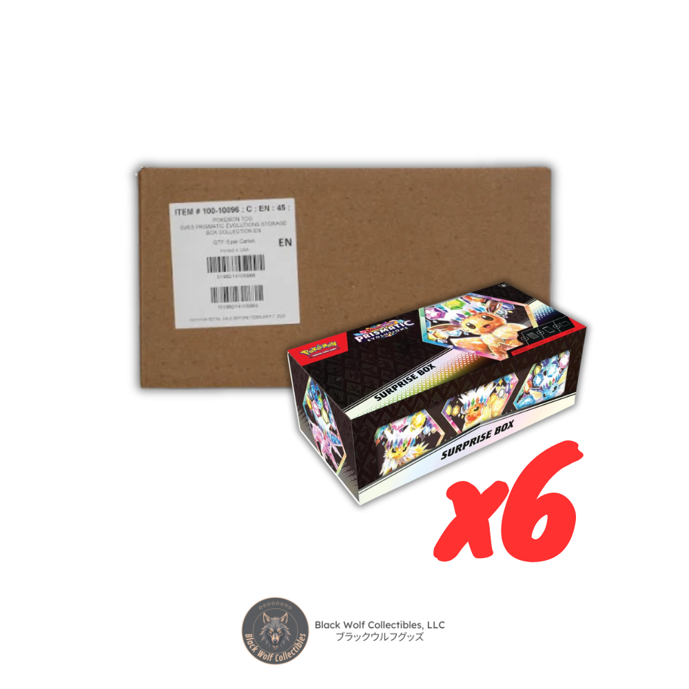 2025 Pokemon TCG Box Set Pokmon TCG Prismatic Evolutions SURPRISE BOX CASE - Factory Sealed Case Of 6 Booster Boxes (2025) Pokmon TCG Evolutions Sealed Collectible Card Game Boxes 2025 Pokemon TCG Box Set Pokmon TCG Prismatic Evolutions SURPRISE BOX CASE - Factory Sealed Case Of 6 Booster Boxes (2025) Pokmon TCG Evolutions Sealed Collectible Card Game Boxes