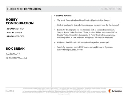 2025/26 Panini Contenders EuroLeague Basketball Hobby Box (Case)